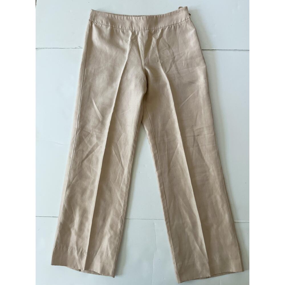 Giorgio Armani Dress Pants Womens 36 Beige Satin Classic Formal Italy